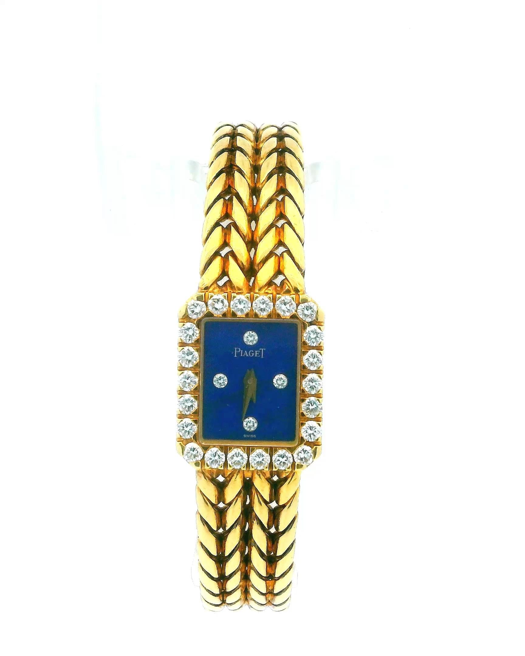 Piaget Mini Lapis Dial Diamond chevron bracelet Ladies Vintage Watch