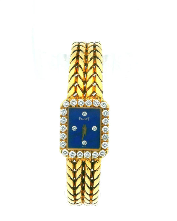 Piaget Mini Lapis Dial Diamond Herringbone Bracelet Ladies Vintage Watch