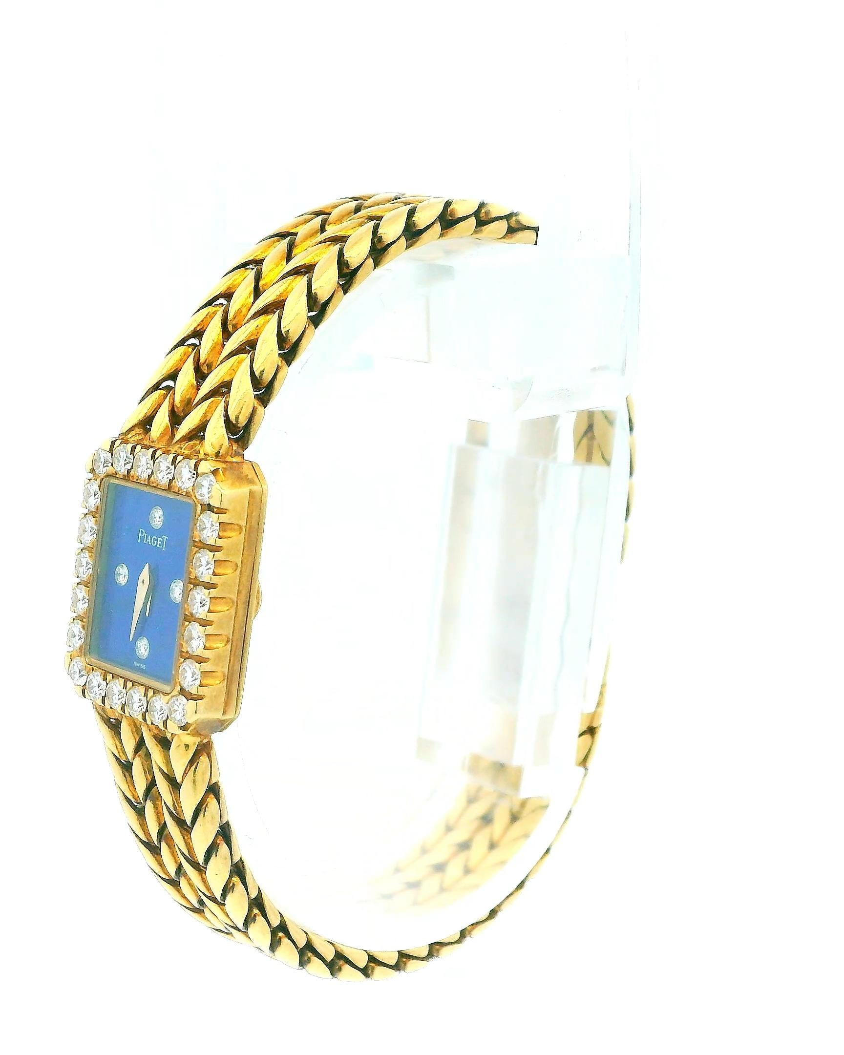 Piaget Mini Lapis Dial Diamond chevron bracelet Ladies Vintage Watch