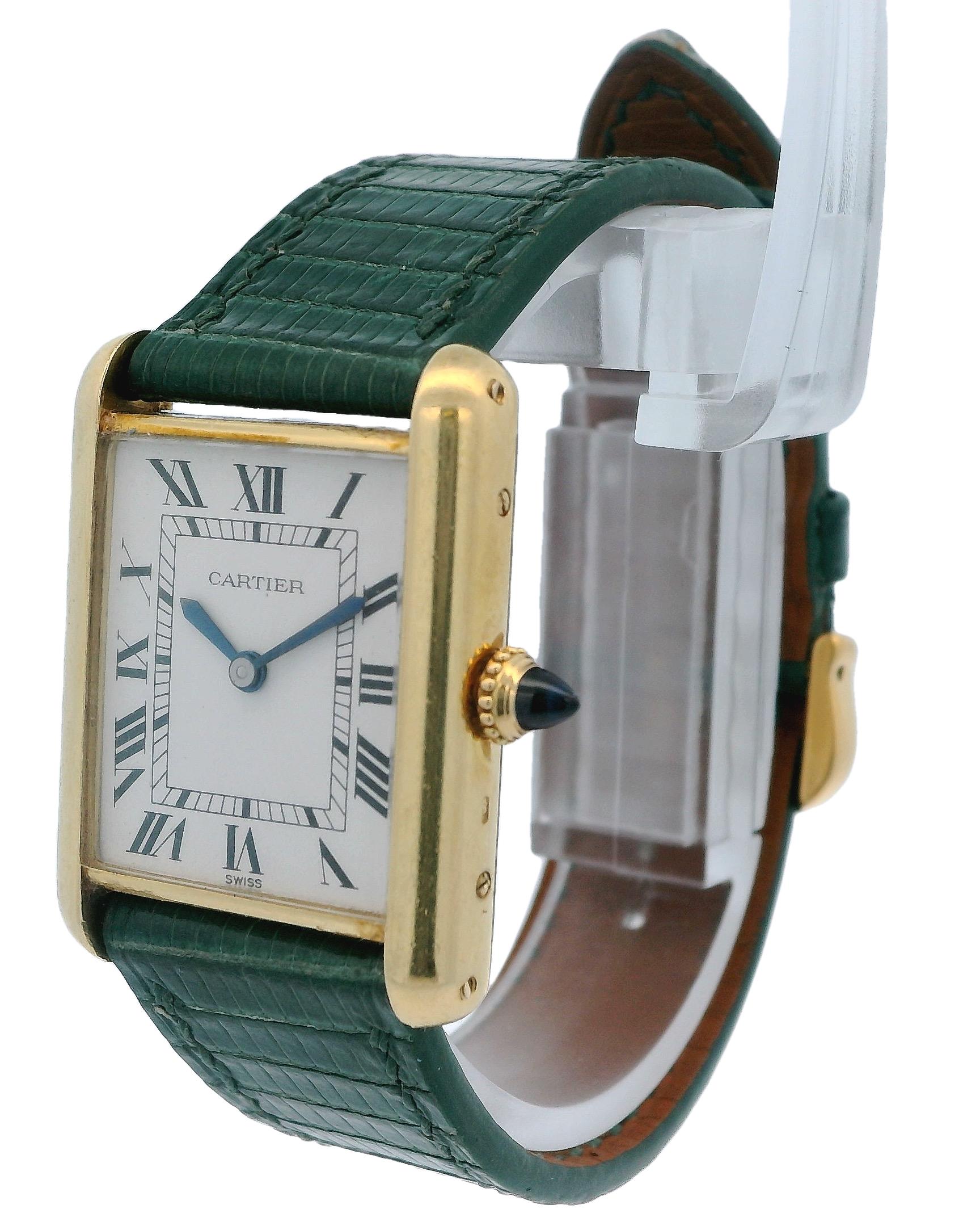 Cartier Tank 18k Yellow Gold by Cartier NY in 1980's sign by Bueche Girod