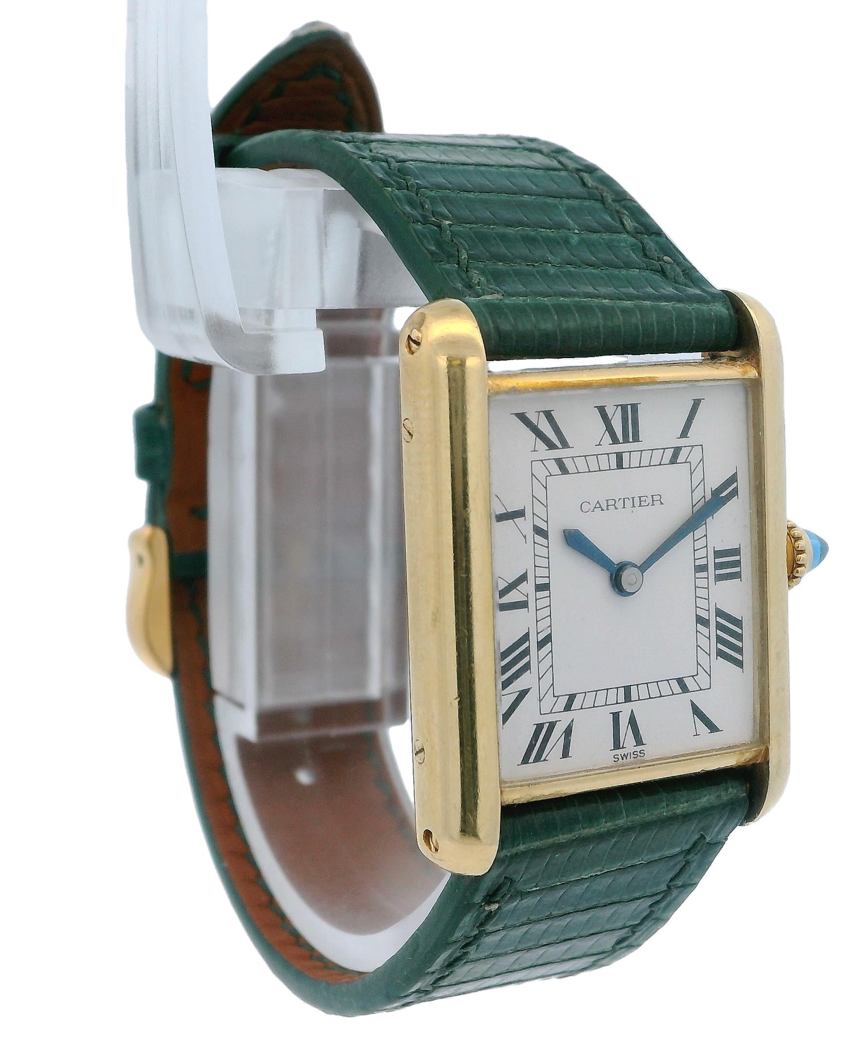 Cartier Tank 18k Yellow Gold by Cartier NY in 1980's sign by Bueche Girod