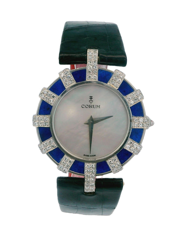 Corum 14710 18K White Gold Lapiz & Diamond Bezel MOP Dial Watch