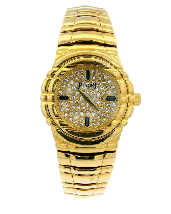 Piaget Tanagra GOA15262 18K Yellow Gold Pave Dial & Sapphire Ladies Watch