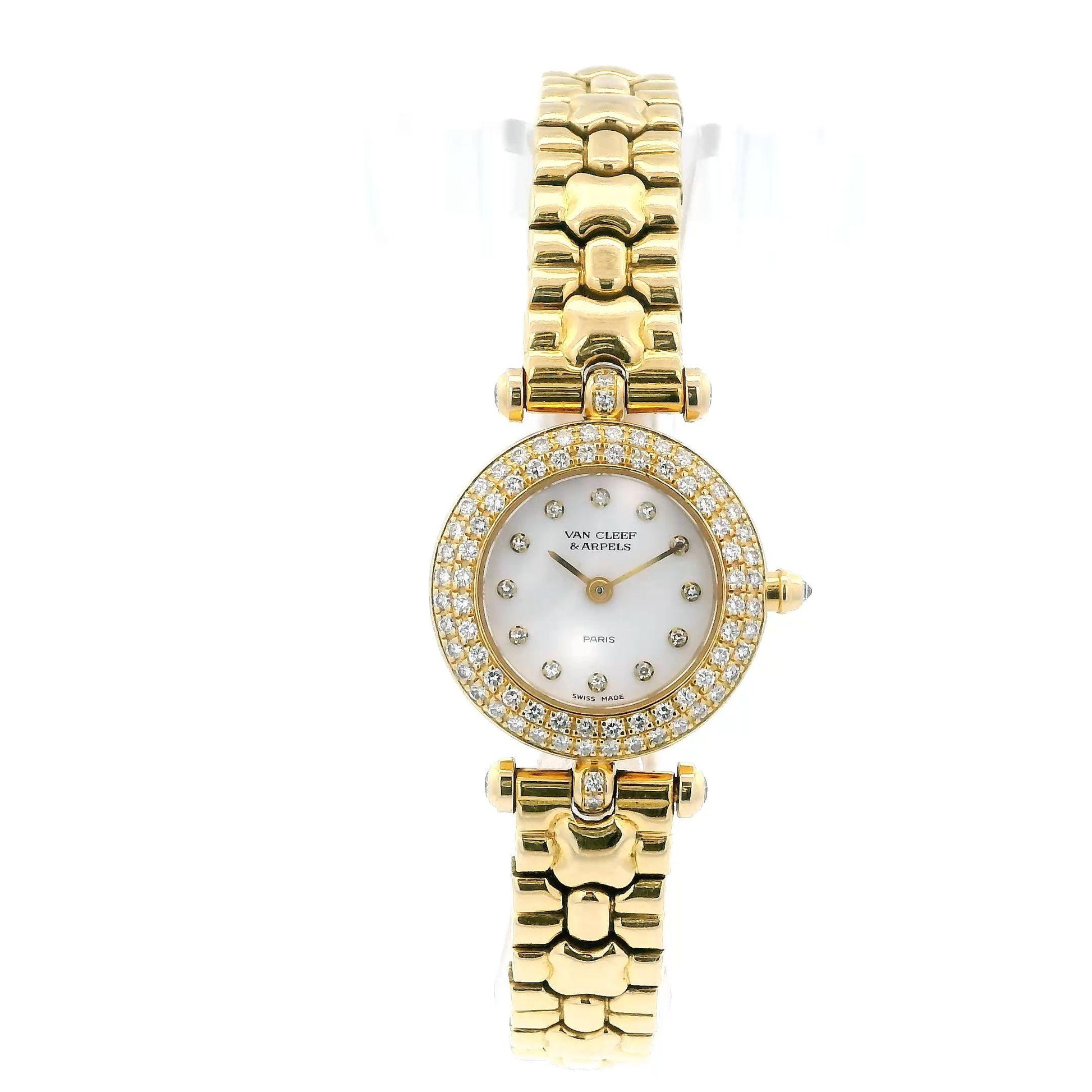 Van Cleef & Arpels Classique Quartz Watch Yellow Gold with Diamond Bezel