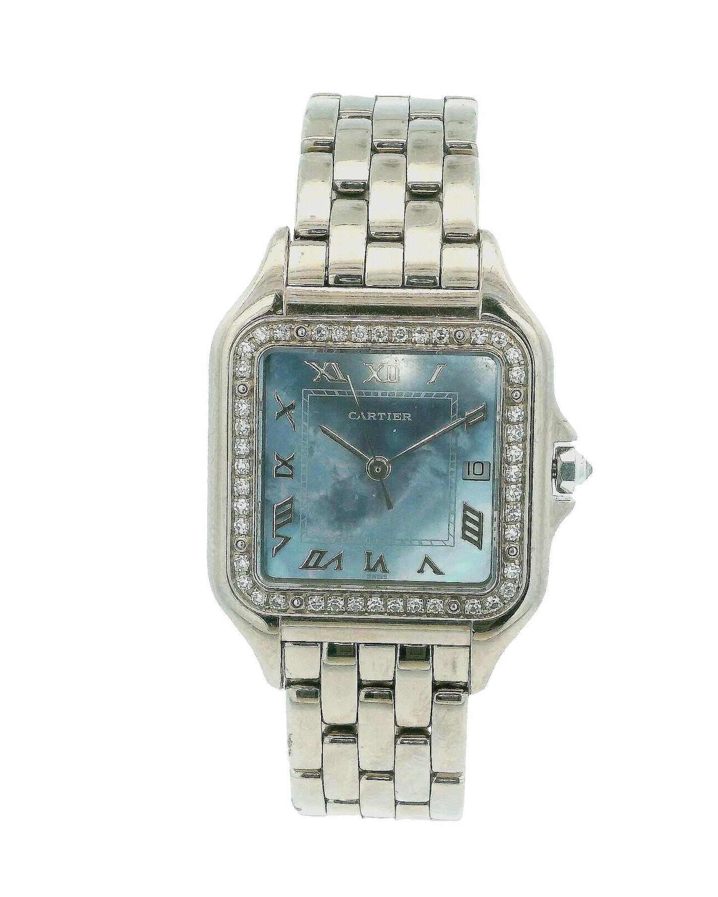 Cartier  large Panthere 1650 Blue MOP 18K White Gold Watch