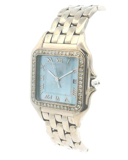 Cartier  large Panthere 1650 Blue MOP 18K White Gold Watch