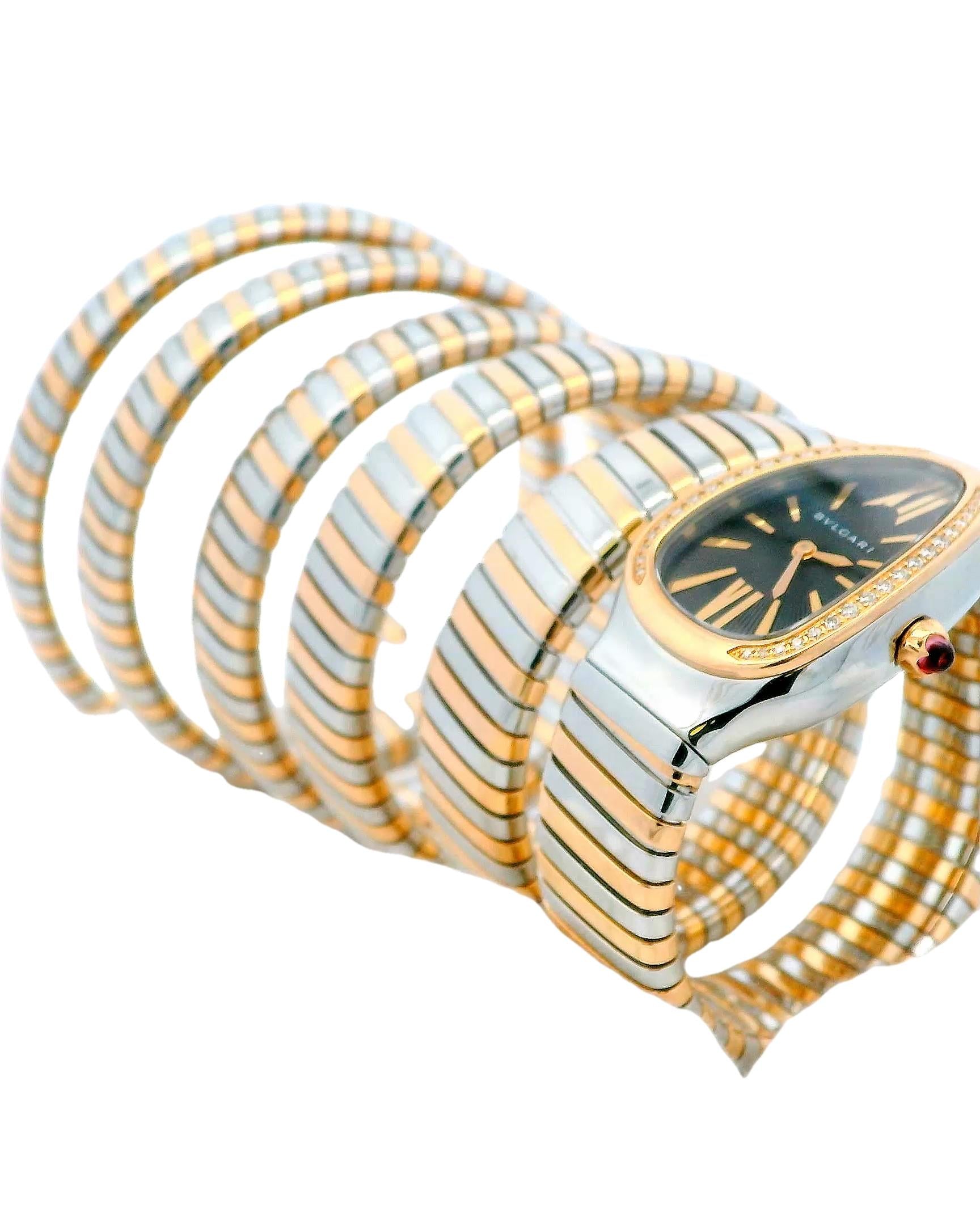 Bvlgari Serpenti SP35SPG Tubogas 6 Wraps Rose Gold & Steel Ladies Watch