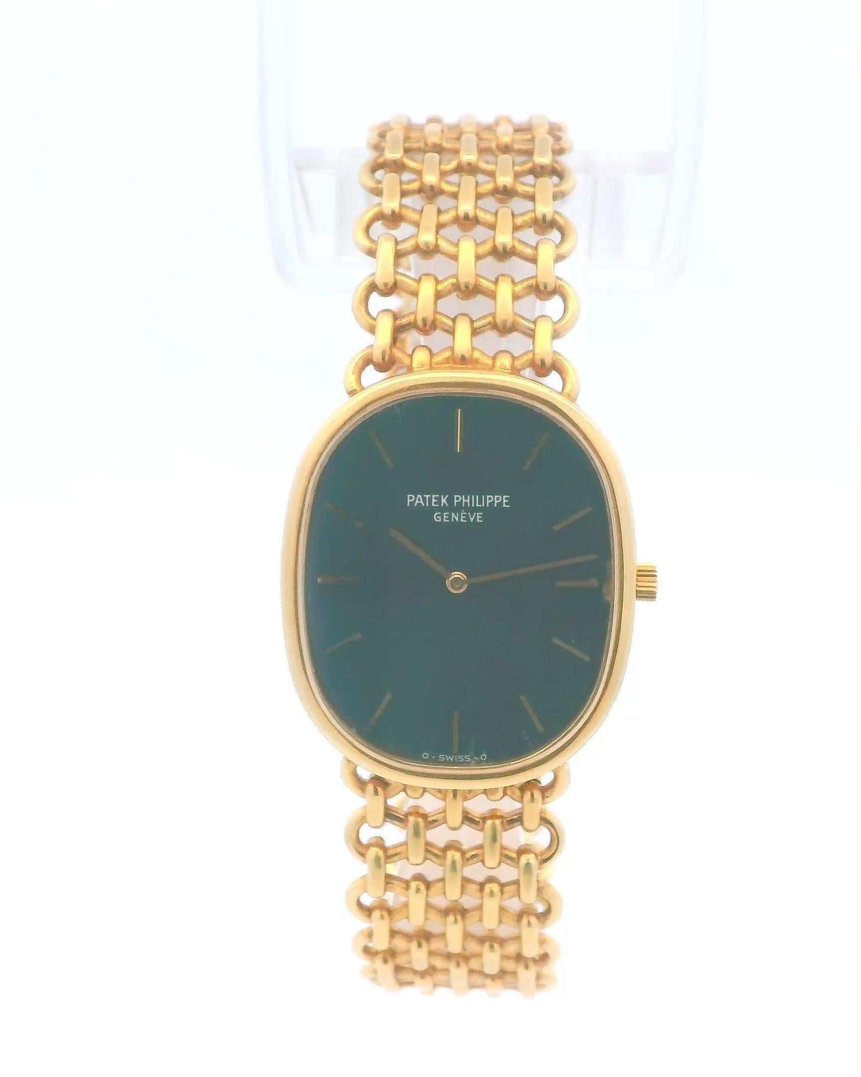 Patek Philippe Ellipse 3778/2 18K Yellow Gold Blue Dial Mesh Bracelet Watch
