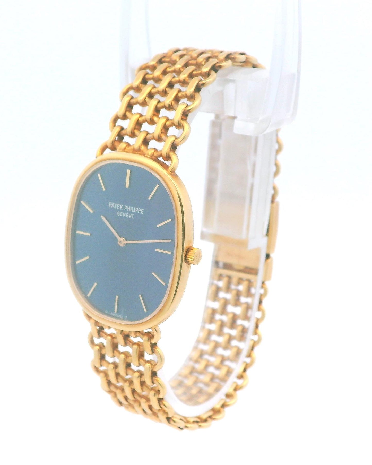 Patek Philippe Ellipse 3778/2 18K Yellow Gold Blue Dial Mesh Bracelet Watch