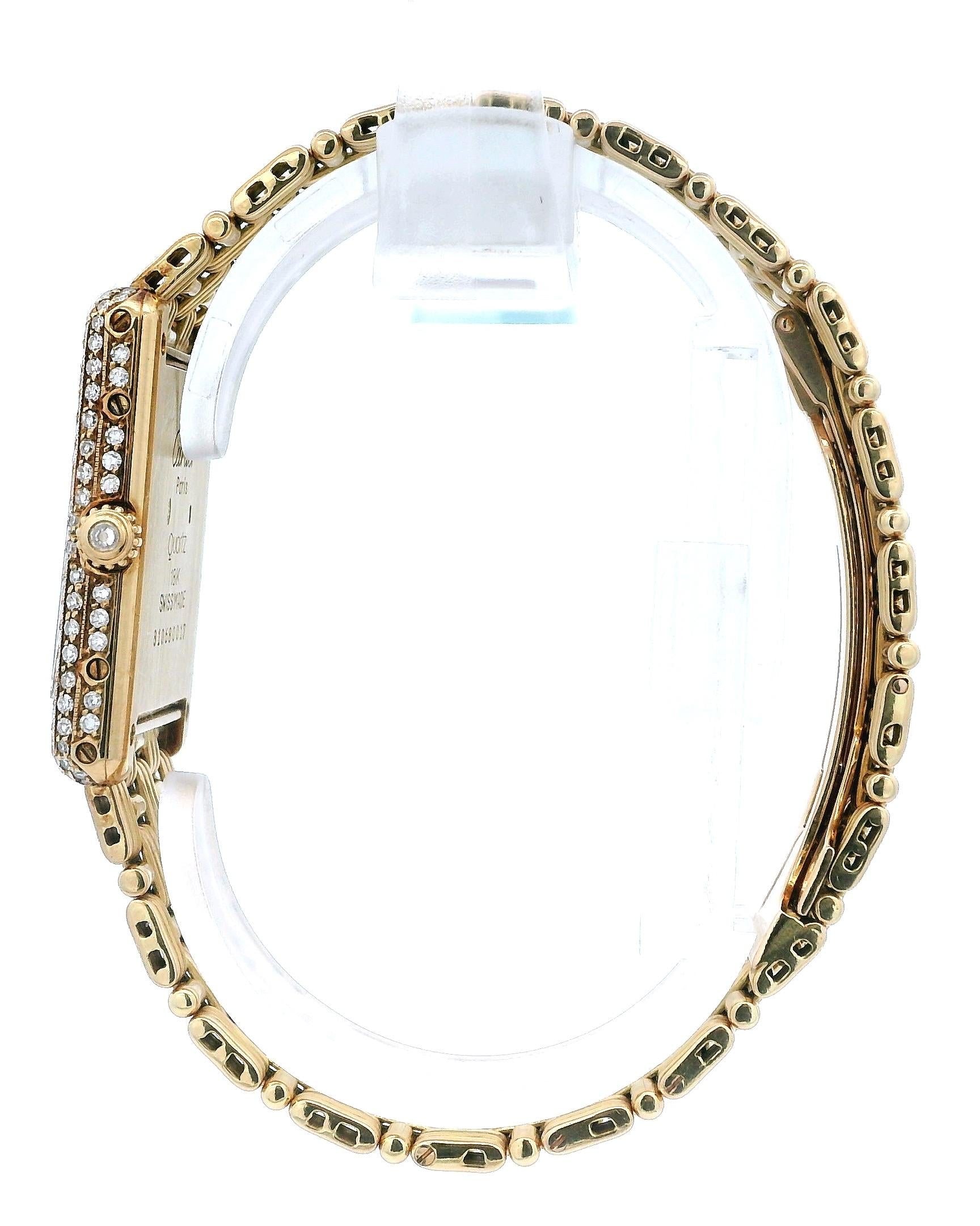 Tank Louis Cartier Large WA3001A7 Diamond Dial and Bezel Fluted Bracelet