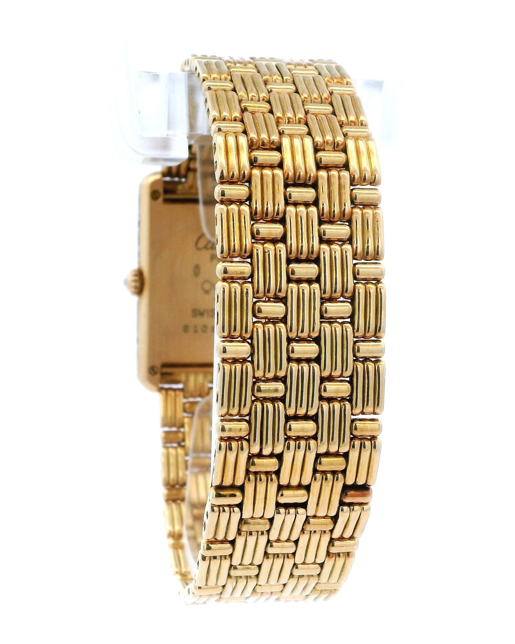 Tank Louis Cartier Large WA3001A7 Diamond Dial and Bezel Fluted Bracelet