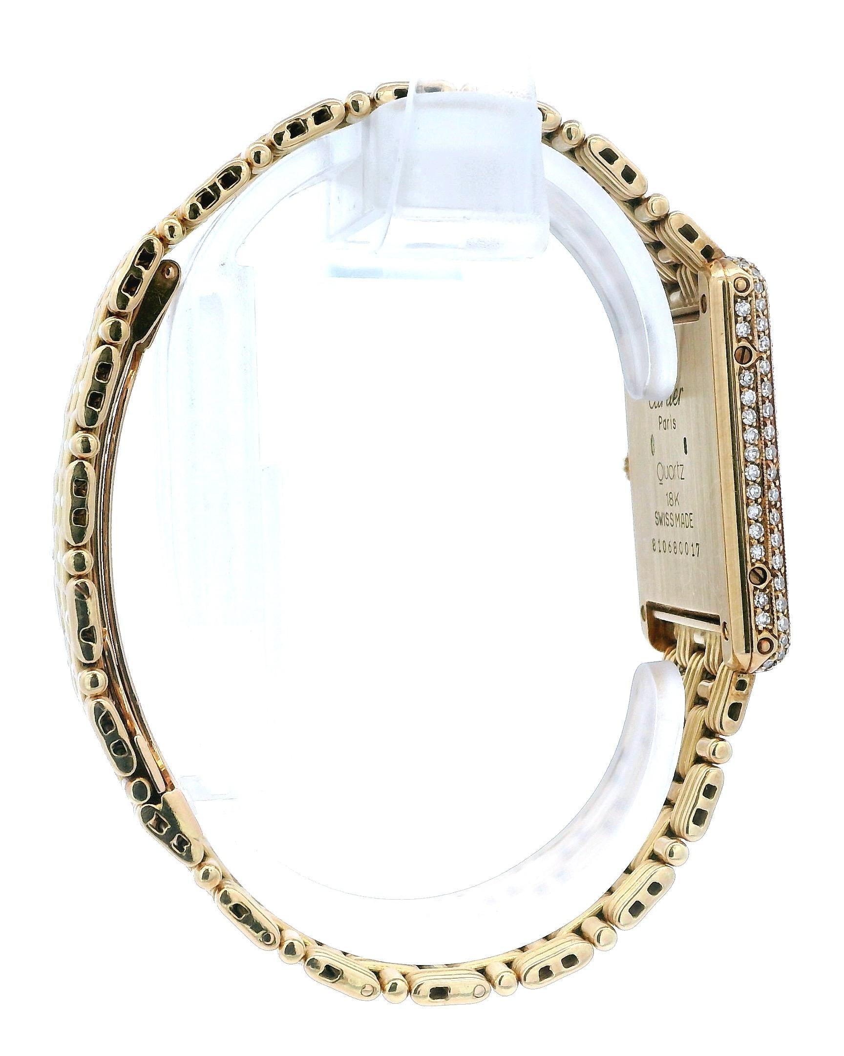 Tank Louis Cartier Large WA3001A7 Diamond Dial and Bezel Fluted Bracelet