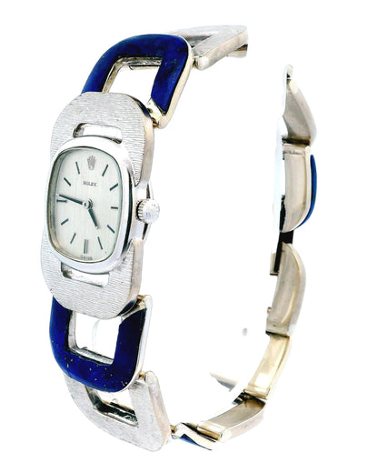 Vintage Rolex Lapis & White Gold U-Link Shape Custom Bracelet  Watch