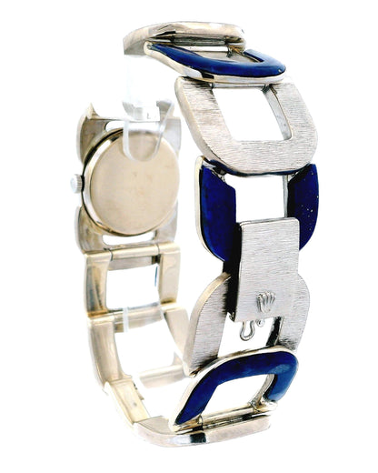 Vintage Rolex Lapis & White Gold U-Link Shape Custom Bracelet  Watch