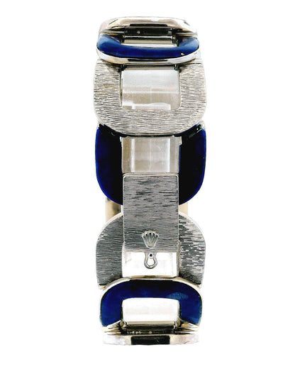 Vintage Rolex Lapis & White Gold U-Link Shape Custom Bracelet  Watch