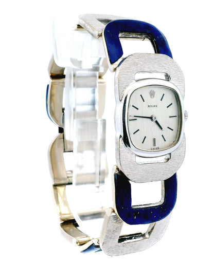 Vintage Rolex Lapis & White Gold U-Link Shape Custom Bracelet  Watch