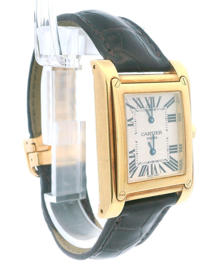 Cartier Tank a Vis W1534251 18K Yellow Gold Two-Time Zone Mechanical Watch