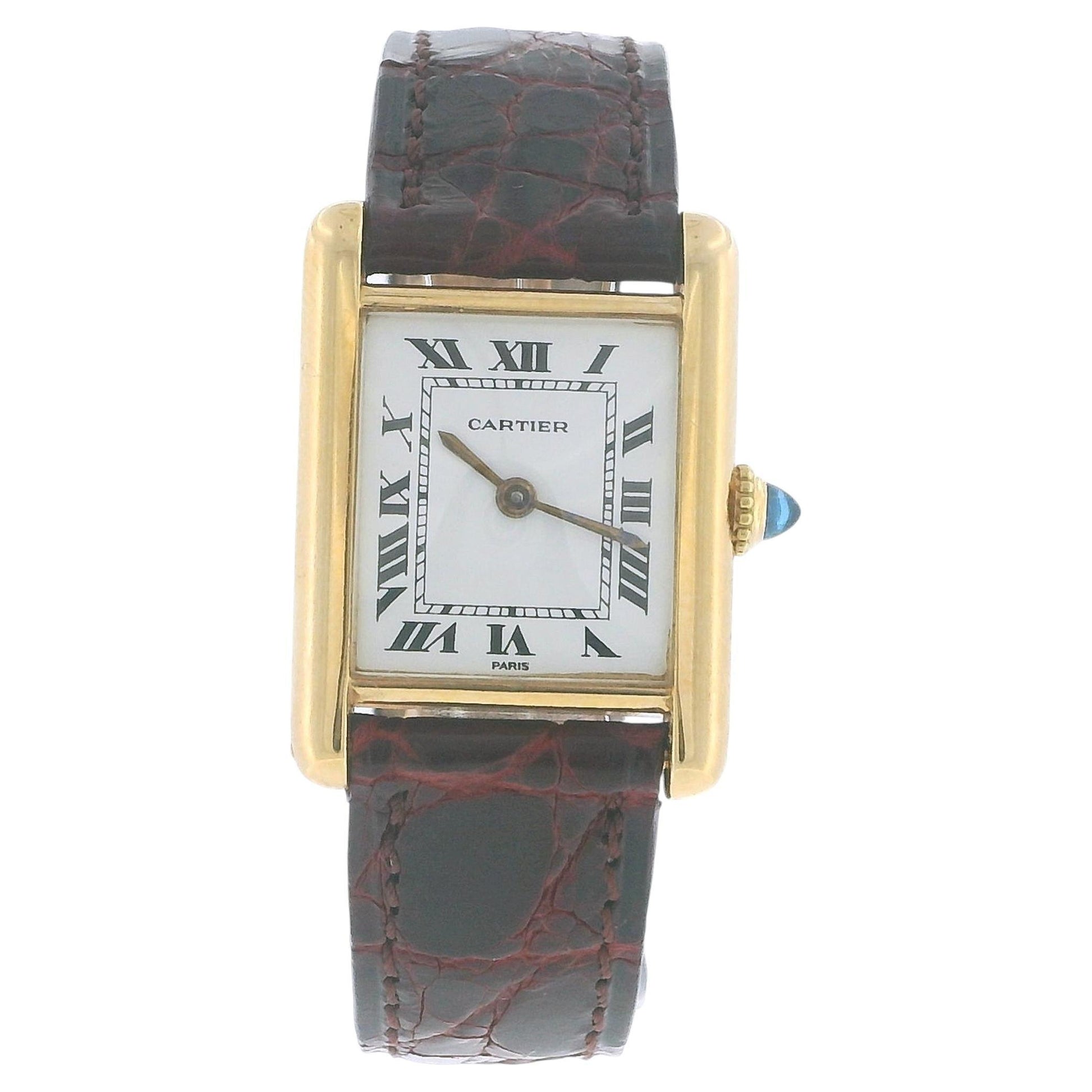 Cartier Tank 78087 Paris 18K Yellow Gold Deployant Buckle Vintage Watch