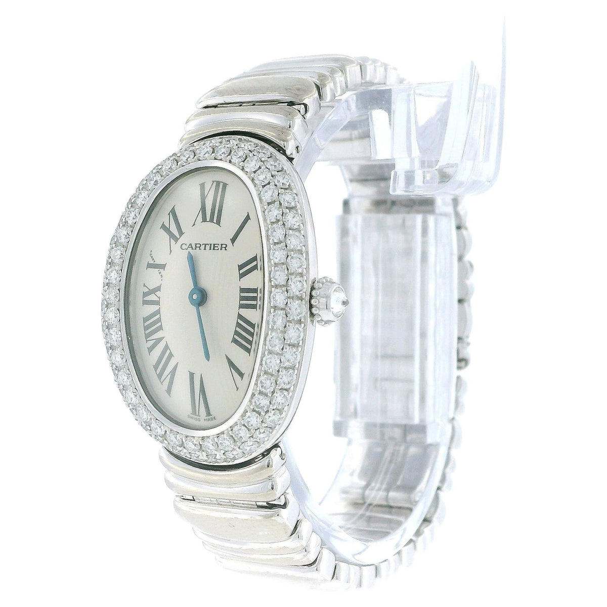 Cartier Baignoire WB5097L2 18K White Gold Diamond Casque D'or Box & Papares