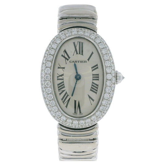 Cartier Baignoire WB5097L2 18K White Gold Diamond Casque D'or Box & Papares