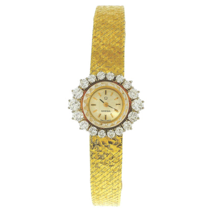Omega 18K Yellow Gold Diamond Bezel Manual Ladies Vintage Watch