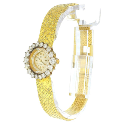 Omega 18K Yellow Gold Diamond Bezel Manual Ladies Vintage Watch