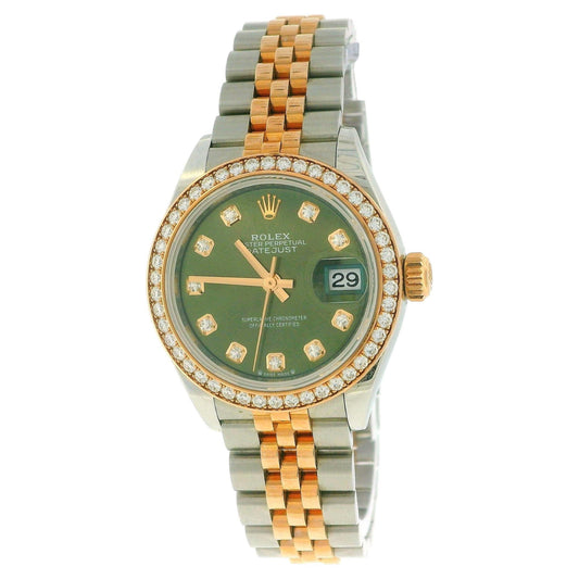 Rolex Datejust 279381RBR Green Diamond Dial Ladies Watch Box & Papers-2024