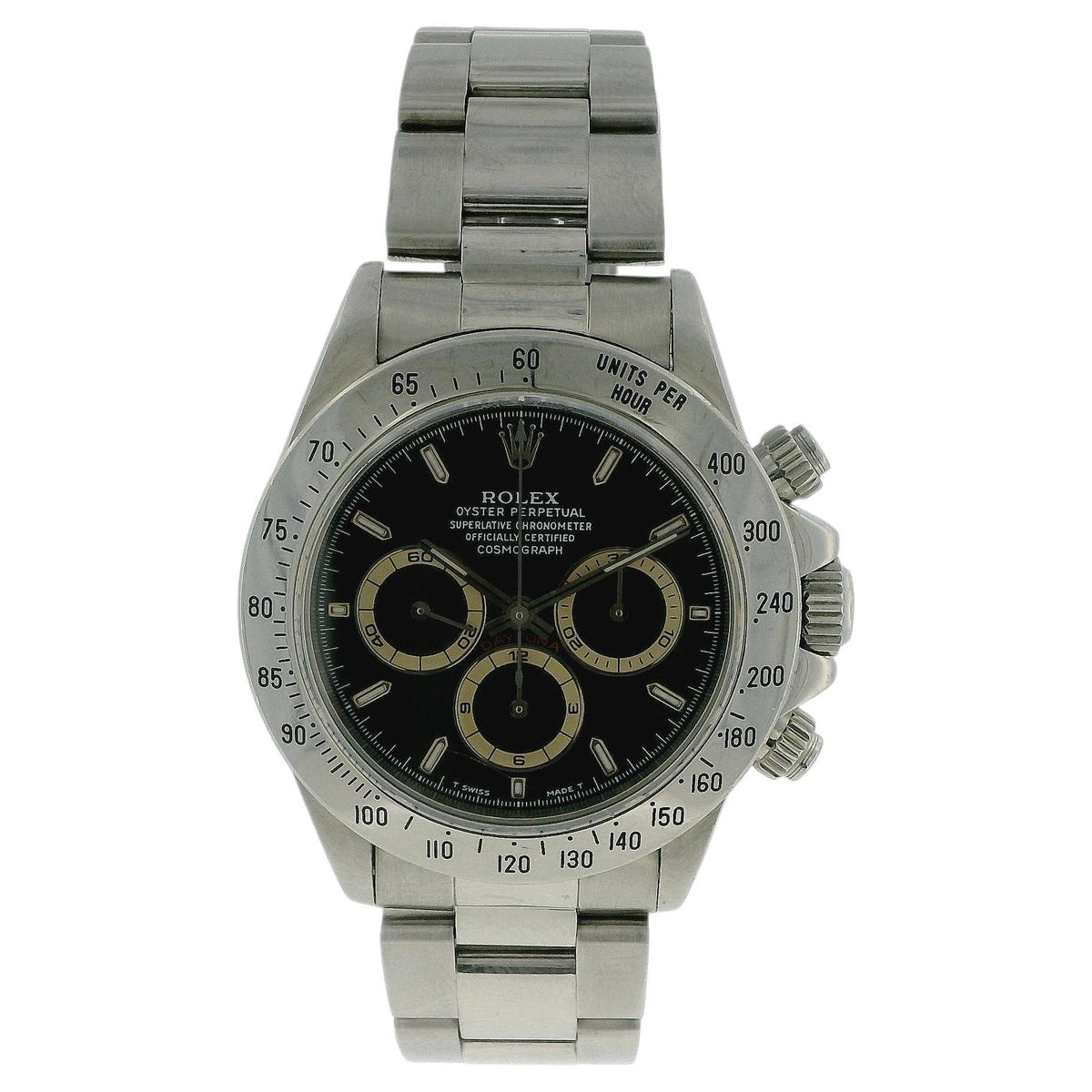 Daytona ZENITH 16520 Patrizzi Black Dial Mens Watch Tag, Box & Open Papers