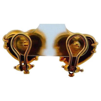 Tiffany & Co. Heart Cupid Arrow 18K Yellow Gold Vintage Earrings W/Pearl