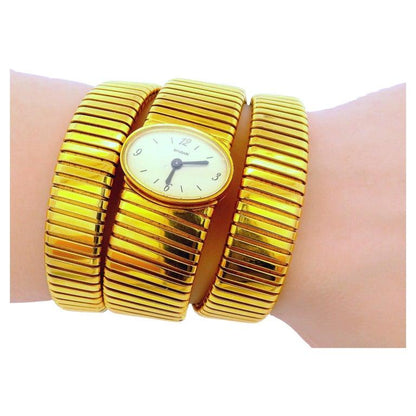 Bvlgari tubogas backwind central e/w oval watch tapered bracelet