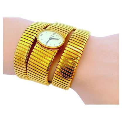 Bvlgari tubogas backwind central e/w oval watch tapered bracelet