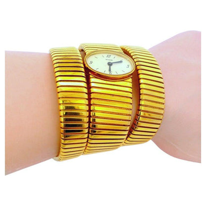 Bvlgari tubogas backwind central e/w oval watch tapered bracelet