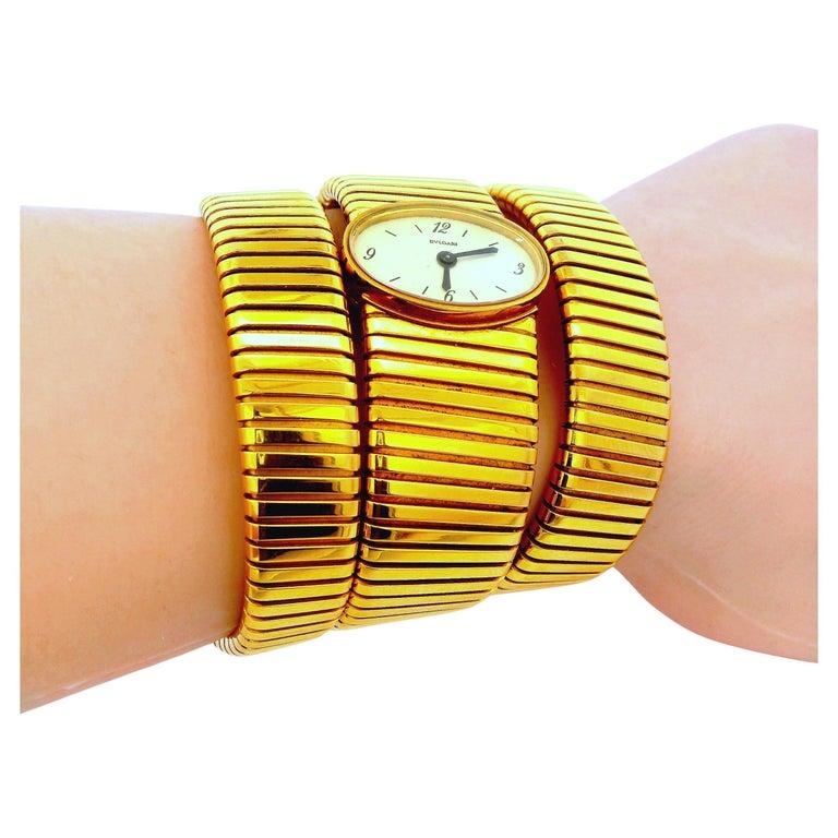 Bvlgari tubogas backwind central e/w oval watch tapered bracelet