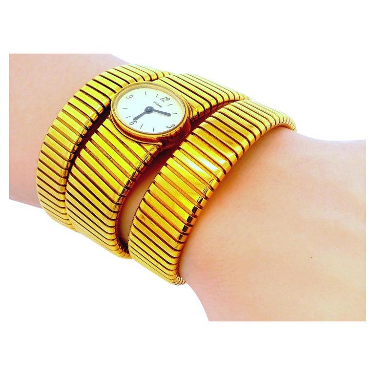 Bvlgari tubogas backwind central e/w oval watch tapered bracelet