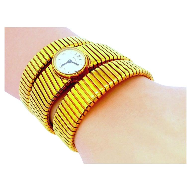 Bvlgari tubogas backwind central e/w oval watch tapered bracelet