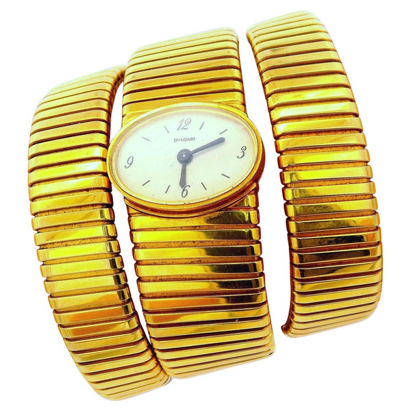 Bvlgari tubogas backwind central e/w oval watch tapered bracelet
