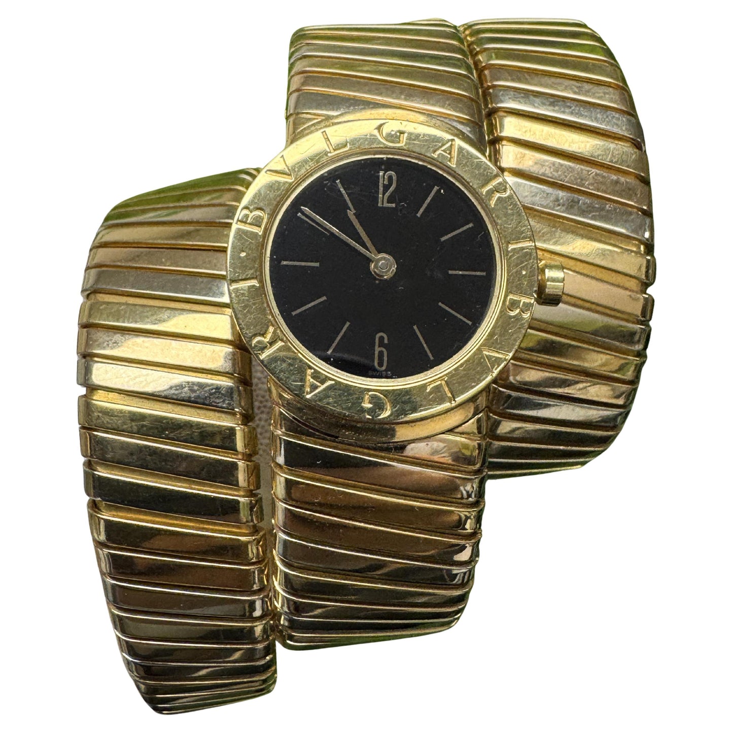 Bvlgari Vintage Tubogas Tricolor, in center watch, Double Wrap Tapered