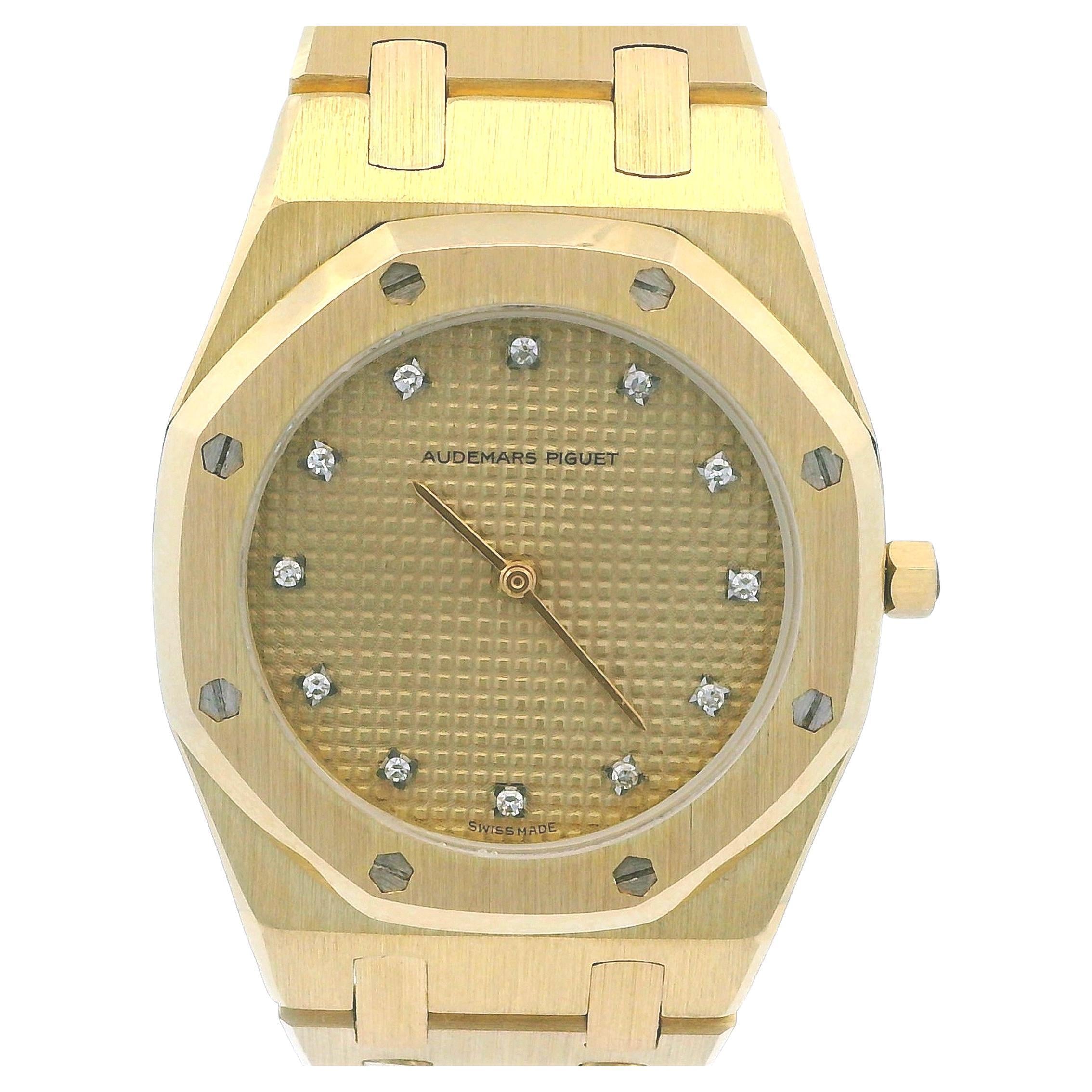 Audemars Piguet Royal Oak 18K Yellow Gold Quartz Diamond Ladies Watch ...