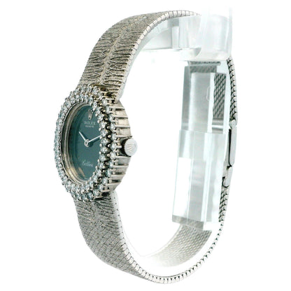 Rolex Cellini 694 18K White Gold Mechanical Onyx Dial Diamond  Vintage Watch