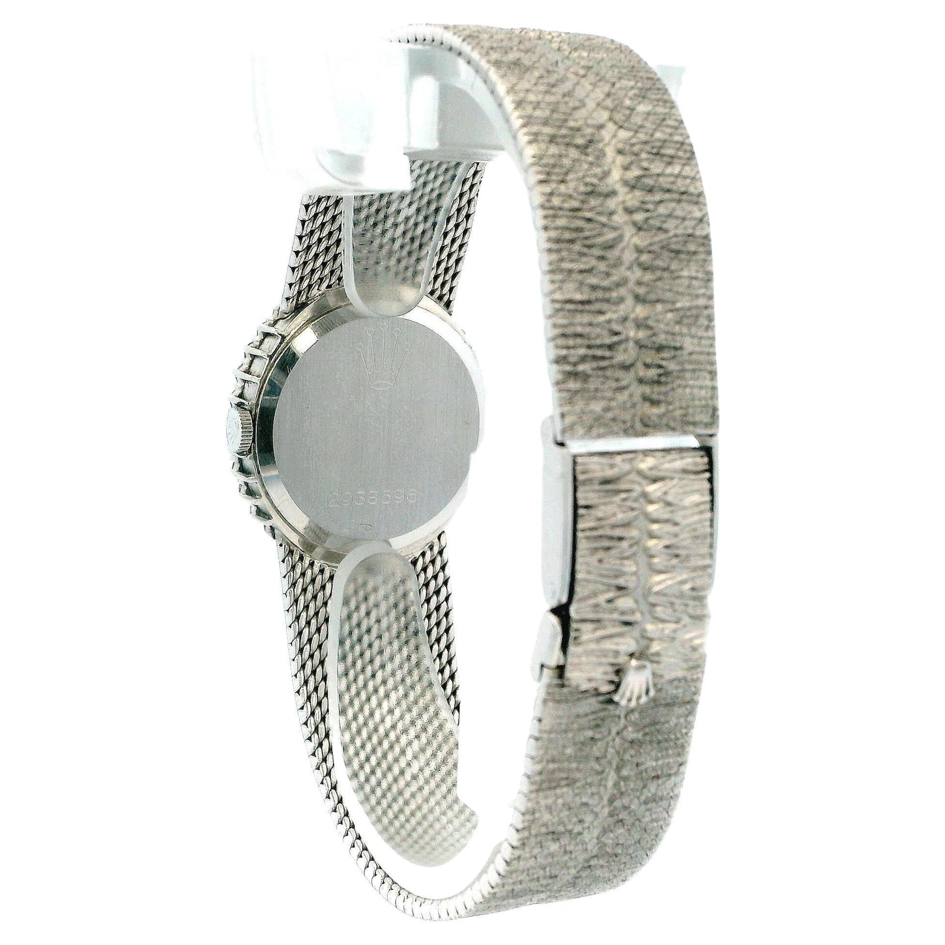 Rolex Cellini 694 18K White Gold Mechanical Onyx Dial Diamond  Vintage Watch