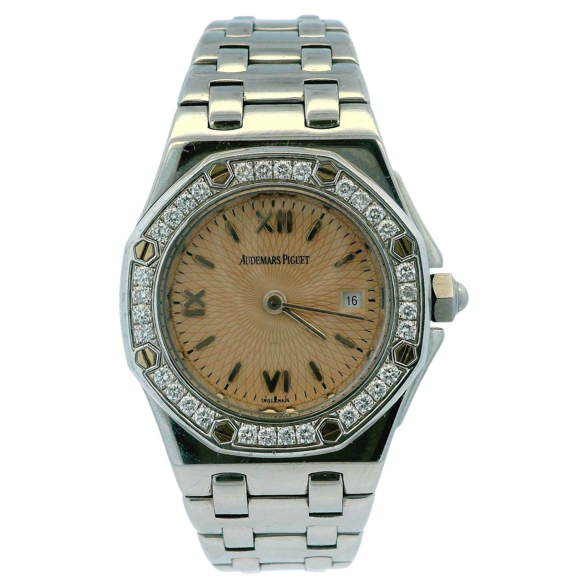 Audemars Piguet  Royal Oak Offshore Pink Dial Diamon Bezel Ladies Watch
