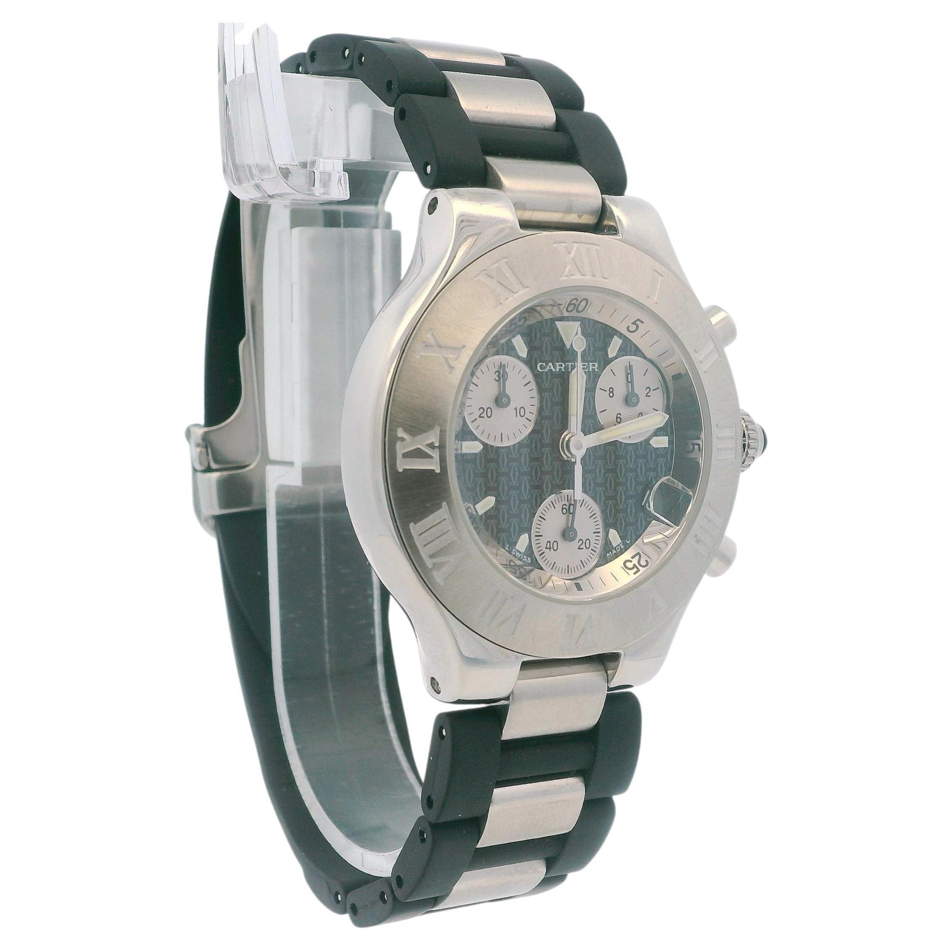 Cartier 21 Chronoscaph W10125U2 Stainless Steel & Rubber Watch