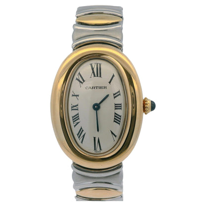 Cartier Baignoire W15045D8 18k Yellow Gold Steel Ladies Watch