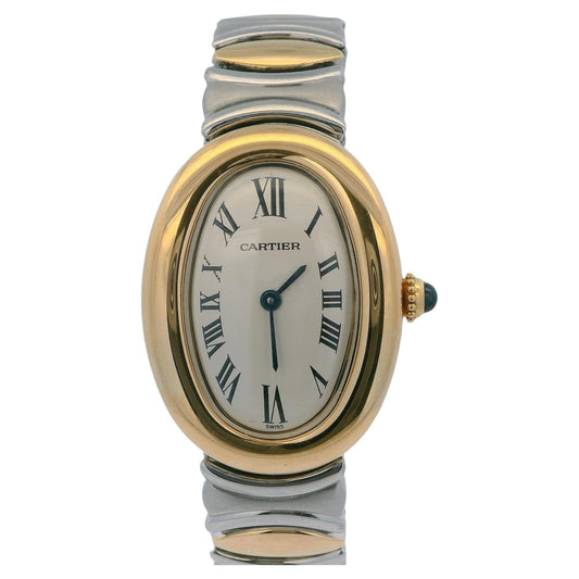 Cartier Baignoire W15045D8 18k Yellow Gold Steel Ladies Watch