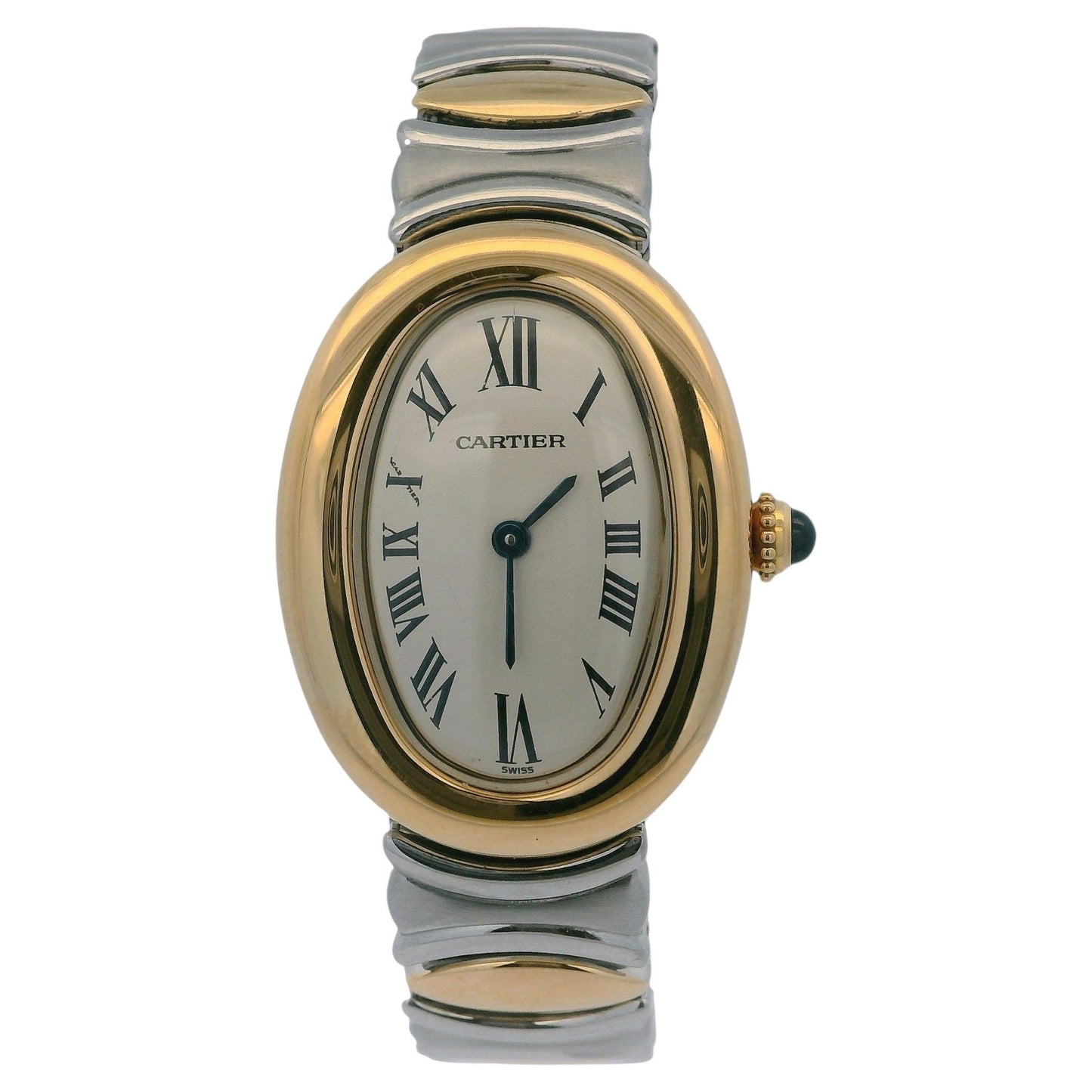 Cartier Baignoire W15045D8 18k Yellow Gold Steel Ladies Watch