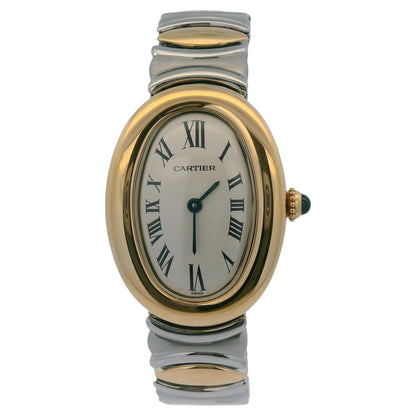Cartier Baignoire W15045D8 18k Yellow Gold Steel Ladies Watch