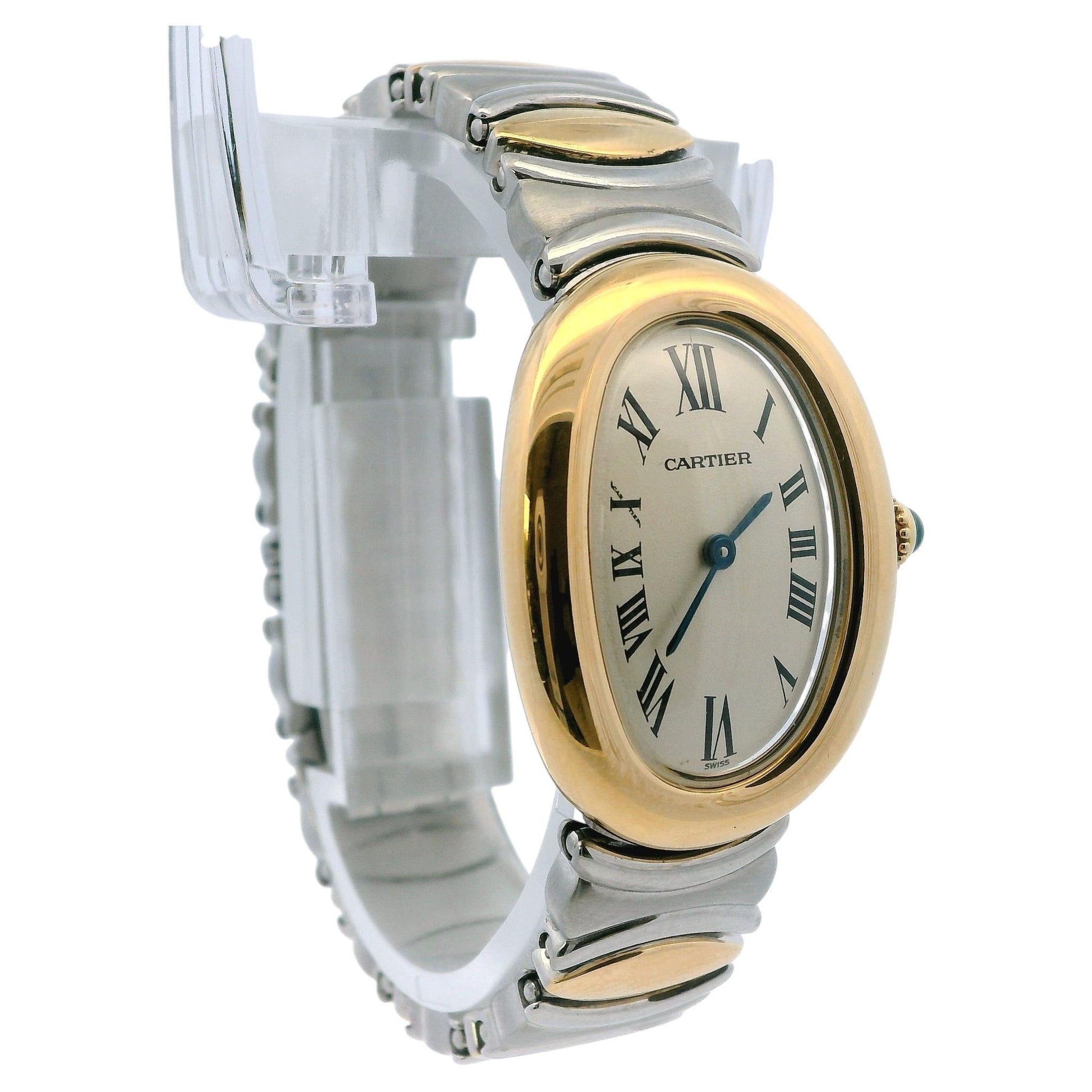 Cartier Baignoire W15045D8 18k Yellow Gold Steel Ladies Watch