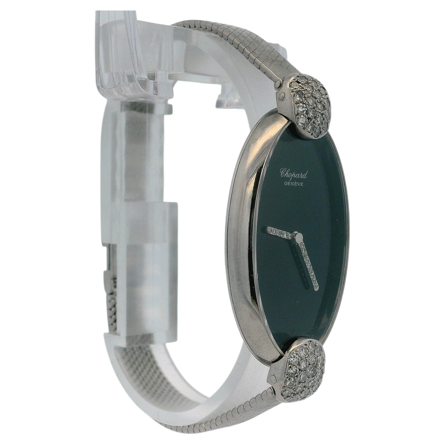 Chopard Classic 18k White Gold & Diamond Onyx Dial Ladies Vintage Watch