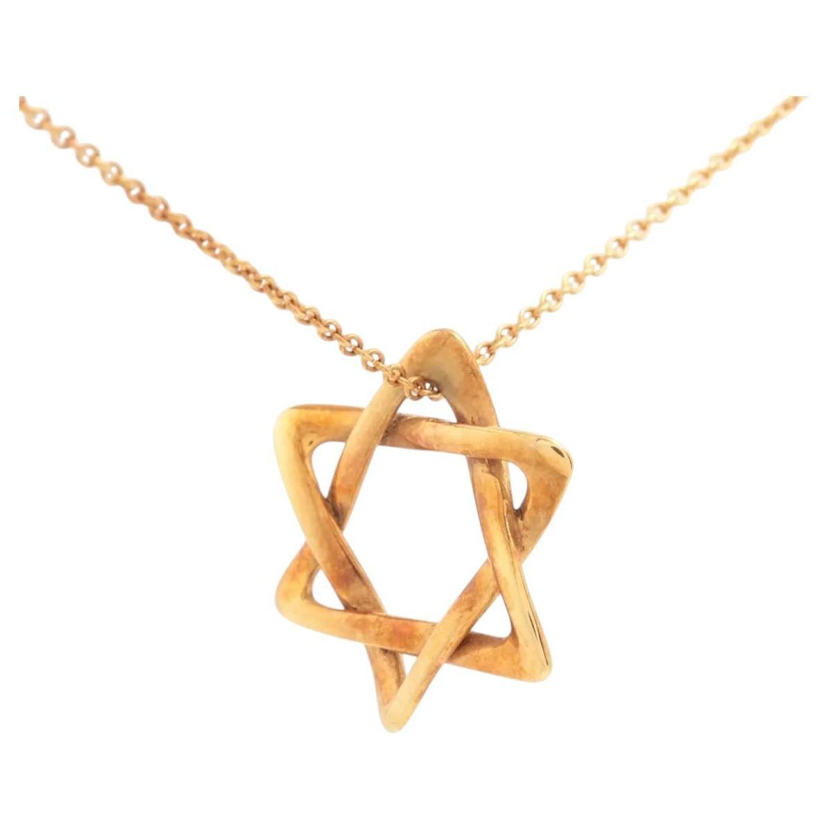 Tiffany 18K Yellow Gold Star of David Necklace