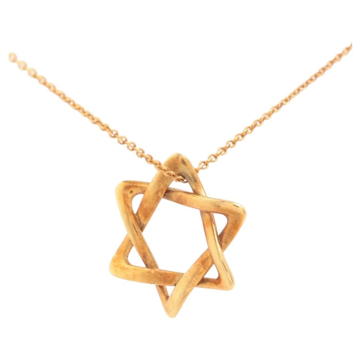 Tiffany 18K Yellow Gold Star of David Necklace